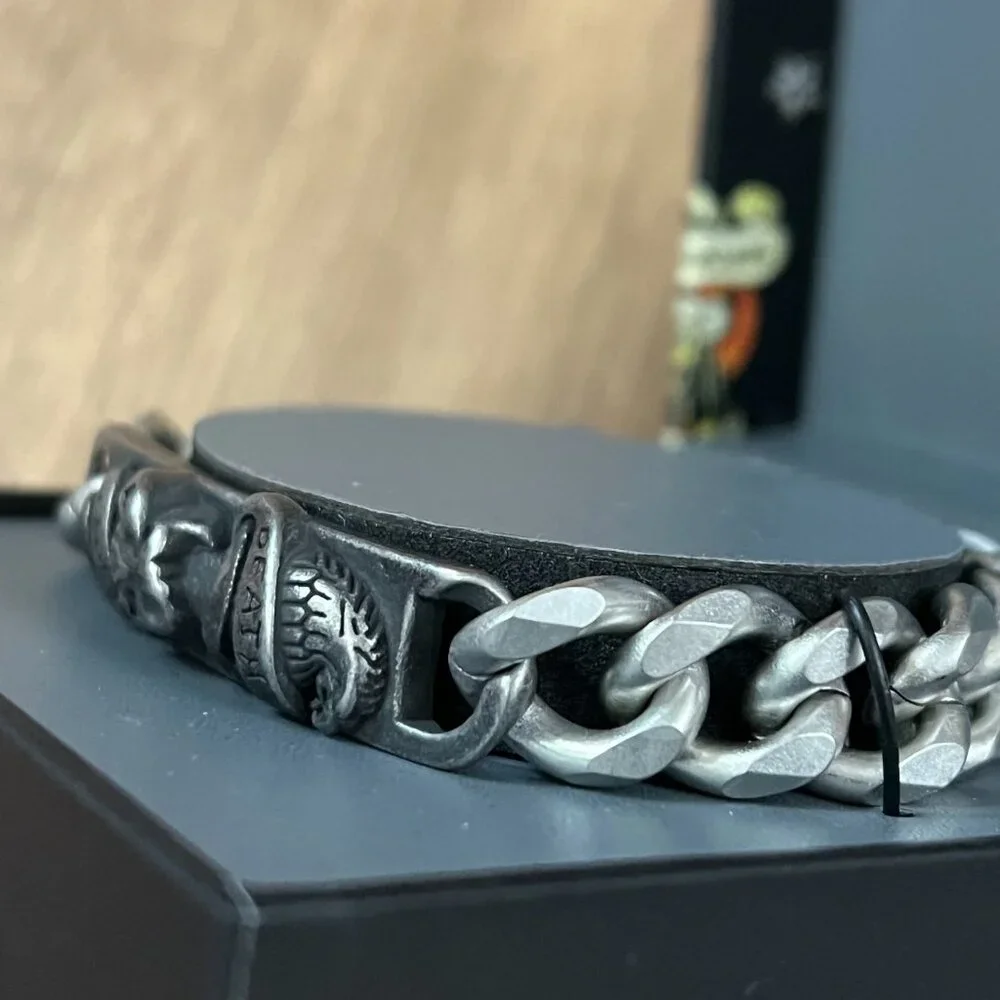 NEW Ed Hardy Skull Death or Glory Mens Stainless Steel Bracelet